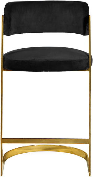 Stephanie Velvet / Engineered Wood / Metal / Foam Contemporary Black Velvet Stool - 20" W x 22" D x 36" H