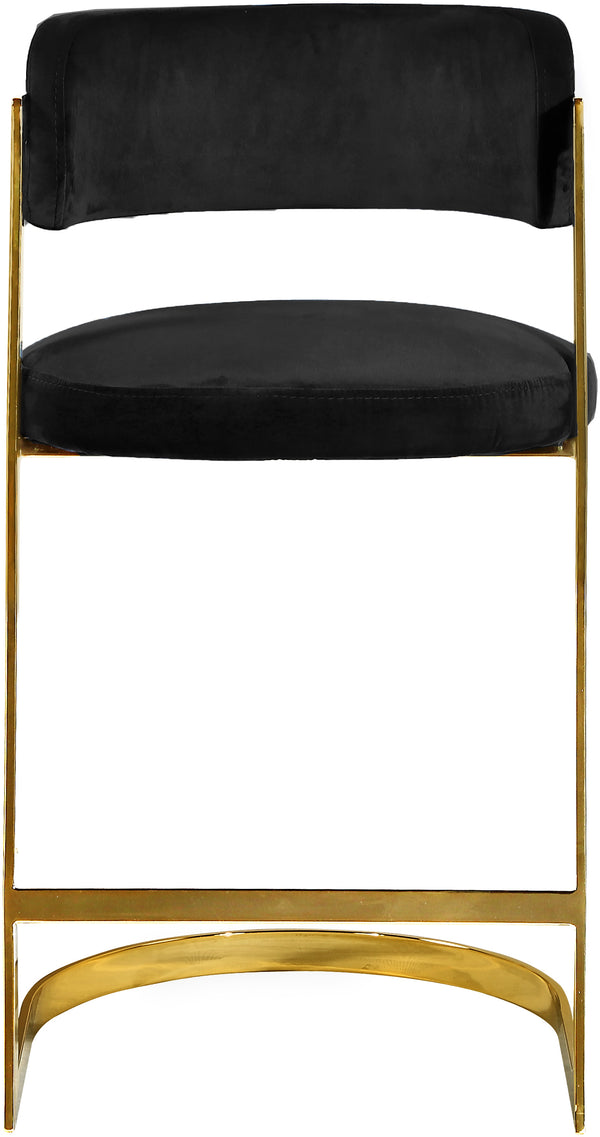 Stephanie Velvet / Engineered Wood / Metal / Foam Contemporary Black Velvet Stool - 20" W x 22" D x 36" H