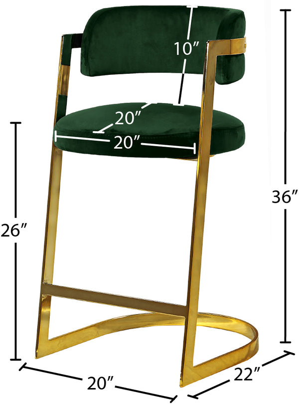 Stephanie Velvet / Engineered Wood / Metal / Foam Contemporary Green Velvet Stool - 20" W x 22" D x 36" H
