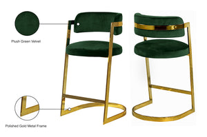 Stephanie Velvet / Engineered Wood / Metal / Foam Contemporary Green Velvet Stool - 20" W x 22" D x 36" H