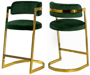 Stephanie Velvet / Engineered Wood / Metal / Foam Contemporary Green Velvet Stool - 20" W x 22" D x 36" H