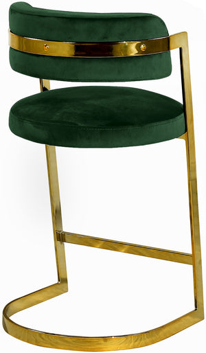 Stephanie Velvet / Engineered Wood / Metal / Foam Contemporary Green Velvet Stool - 20" W x 22" D x 36" H