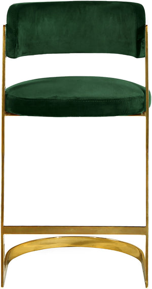 Stephanie Velvet / Engineered Wood / Metal / Foam Contemporary Green Velvet Stool - 20" W x 22" D x 36" H
