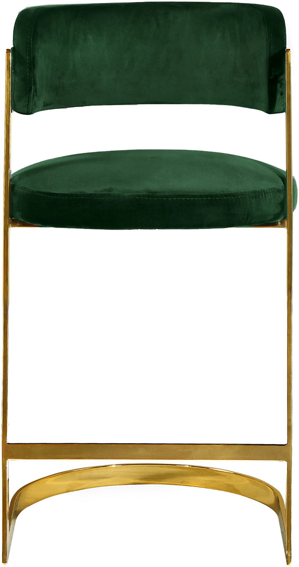 Stephanie Velvet / Engineered Wood / Metal / Foam Contemporary Green Velvet Stool - 20" W x 22" D x 36" H