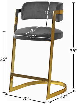 Stephanie Velvet / Engineered Wood / Metal / Foam Contemporary Grey Velvet Stool - 20" W x 22" D x 36" H