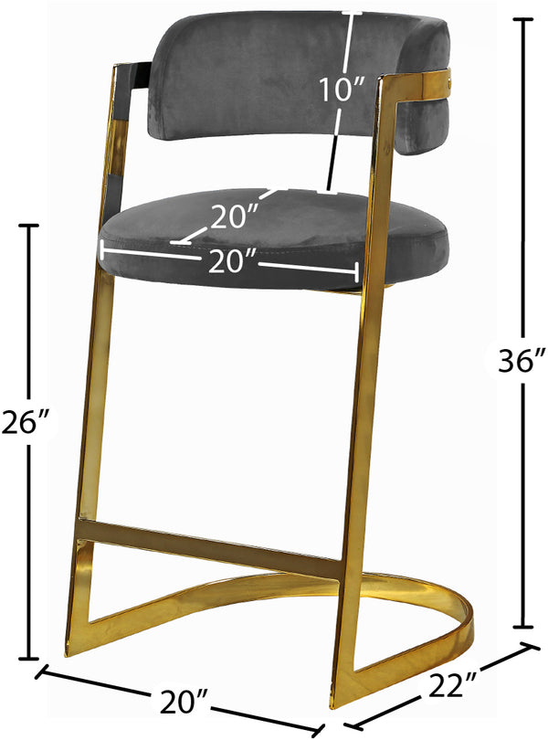 Stephanie Velvet / Engineered Wood / Metal / Foam Contemporary Grey Velvet Stool - 20" W x 22" D x 36" H