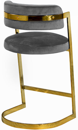 Stephanie Velvet / Engineered Wood / Metal / Foam Contemporary Grey Velvet Stool - 20" W x 22" D x 36" H