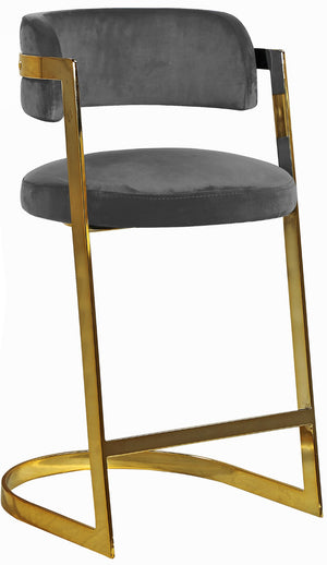 Stephanie Velvet / Engineered Wood / Metal / Foam Contemporary Grey Velvet Stool - 20" W x 22" D x 36" H
