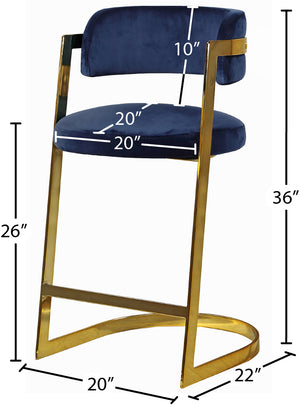 Stephanie Velvet / Engineered Wood / Metal / Foam Contemporary Navy Velvet Stool - 20" W x 22" D x 36" H