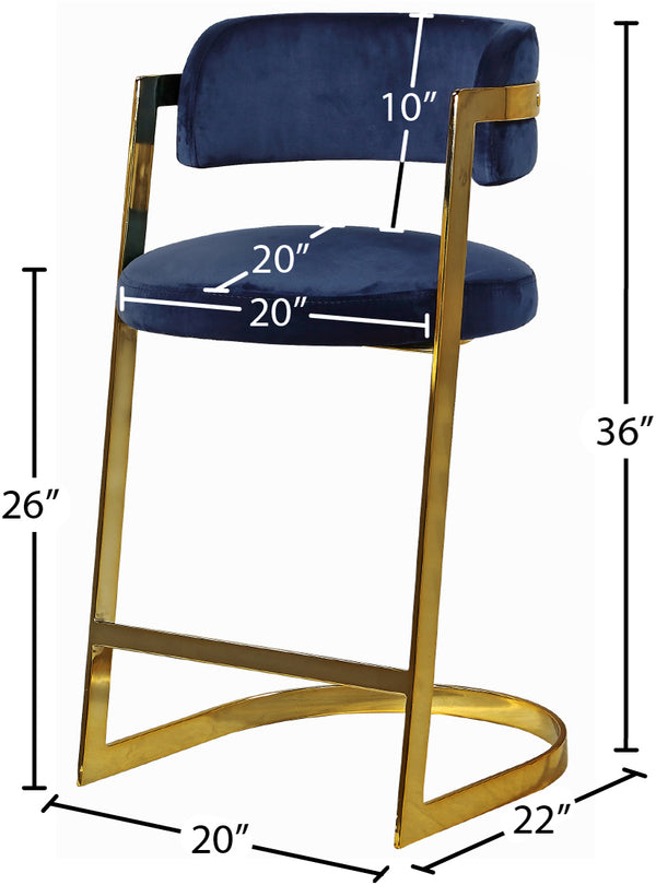 Stephanie Velvet / Engineered Wood / Metal / Foam Contemporary Navy Velvet Stool - 20" W x 22" D x 36" H