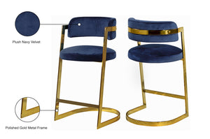 Stephanie Velvet / Engineered Wood / Metal / Foam Contemporary Navy Velvet Stool - 20" W x 22" D x 36" H
