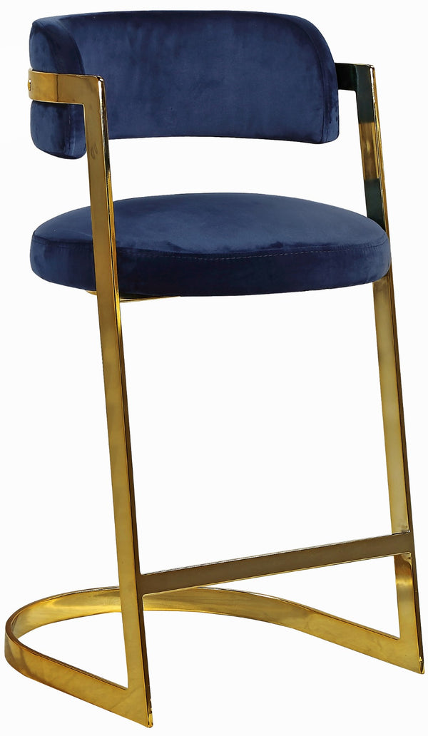 Stephanie Velvet / Engineered Wood / Metal / Foam Contemporary Navy Velvet Stool - 20" W x 22" D x 36" H