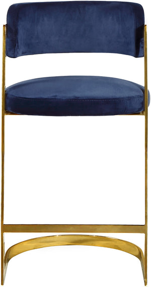 Stephanie Velvet / Engineered Wood / Metal / Foam Contemporary Navy Velvet Stool - 20" W x 22" D x 36" H