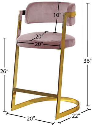 Stephanie Velvet / Engineered Wood / Metal / Foam Contemporary Pink Velvet Stool - 20" W x 22" D x 36" H