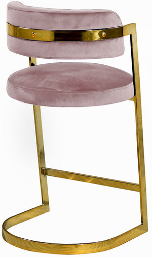 Stephanie Velvet / Engineered Wood / Metal / Foam Contemporary Pink Velvet Stool - 20" W x 22" D x 36" H