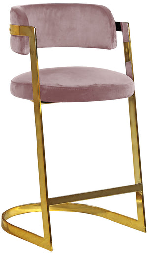 Stephanie Velvet / Engineered Wood / Metal / Foam Contemporary Pink Velvet Stool - 20" W x 22" D x 36" H