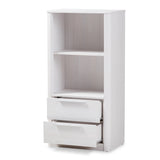 Baxton Studio Carlingford Modern and Contemporary Whitewashed Wood 2-Drawer Bookcase