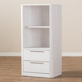 Baxton Studio Carlingford Modern and Contemporary Whitewashed Wood 2-Drawer Bookcase