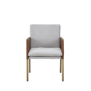 VIG Furniture Modrest Pettit - Modern White & Brass Arm Dining Chair VGGA-6988CH-1-WHT-B-DC VGGA-6988CH-1-WHT-B-DC