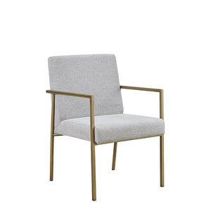 VIG Furniture Modrest Burnham - Modern White & Brass Arm Dining Chair VGGA-6960CH-1-WHT-B-DC VGGA-6960CH-1-WHT-B-DC