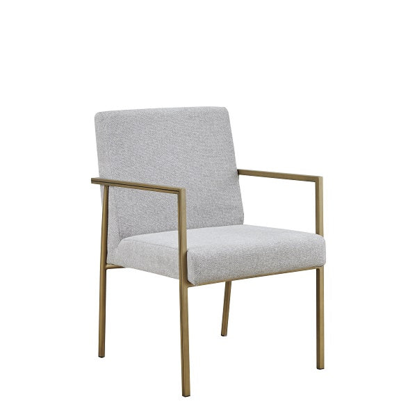 VIG Furniture Modrest Burnham - Modern White & Brass Arm Dining Chair VGGA-6960CH-1-WHT-B-DC VGGA-6960CH-1-WHT-B-DC