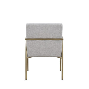VIG Furniture Modrest Burnham - Modern White & Brass Arm Dining Chair VGGA-6960CH-1-WHT-B-DC VGGA-6960CH-1-WHT-B-DC