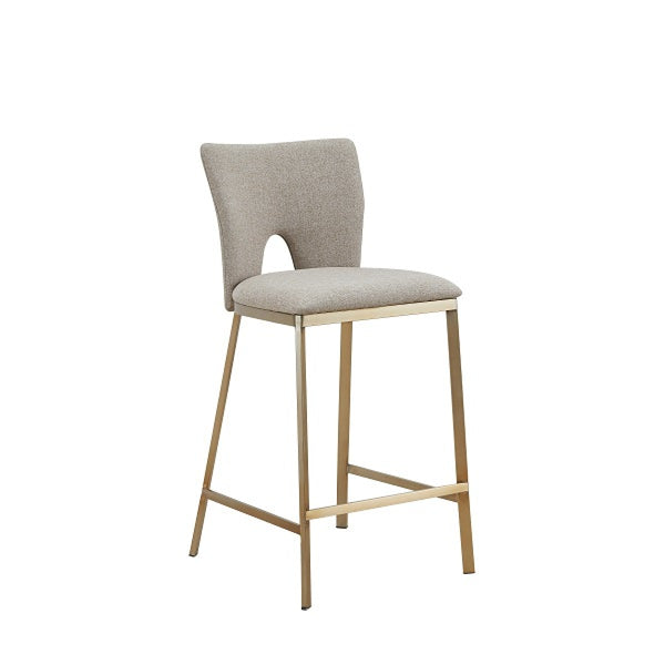 VIG Furniture Modrest Burton - Contemporary Beige + Brass Counter Stool Set of Two VGGA-1567-05-BG-CS VGGA-1567-05-BG-CS