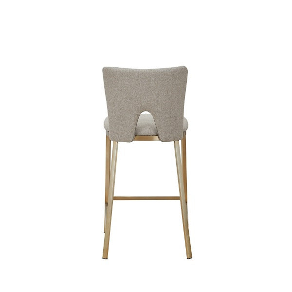 VIG Furniture Modrest Burton - Contemporary Beige + Brass Counter Stool Set of Two VGGA-1567-05-BG-CS VGGA-1567-05-BG-CS