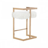 VIG Furniture Modrest Halifax -Modern White Faux Fur and Rosegold Counter Stool VGRH-RHS-DC-212-WHT-CS VGRH-RHS-DC-212-WHT-CS