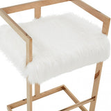 VIG Furniture Modrest Halifax -Modern White Faux Fur and Rosegold Counter Stool VGRH-RHS-DC-212-WHT-CS VGRH-RHS-DC-212-WHT-CS