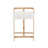 VIG Furniture Modrest Halifax -Modern White Faux Fur and Rosegold Counter Stool VGRH-RHS-DC-212-WHT-CS VGRH-RHS-DC-212-WHT-CS