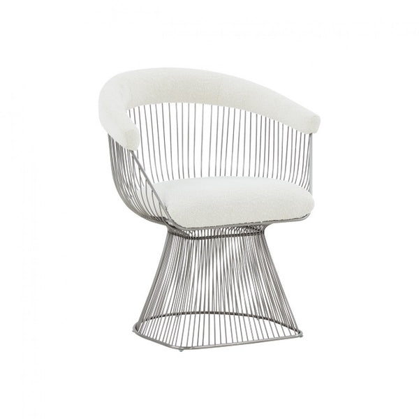 VIG Furniture Modrest Chandler - Modern  White Shepra and Matte Silver Dining Chair VGRH-AC-258-WS-DC VGRH-AC-258-WS-DC