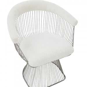 VIG Furniture Modrest Chandler - Modern  White Shepra and Matte Silver Dining Chair VGRH-AC-258-WS-DC VGRH-AC-258-WS-DC