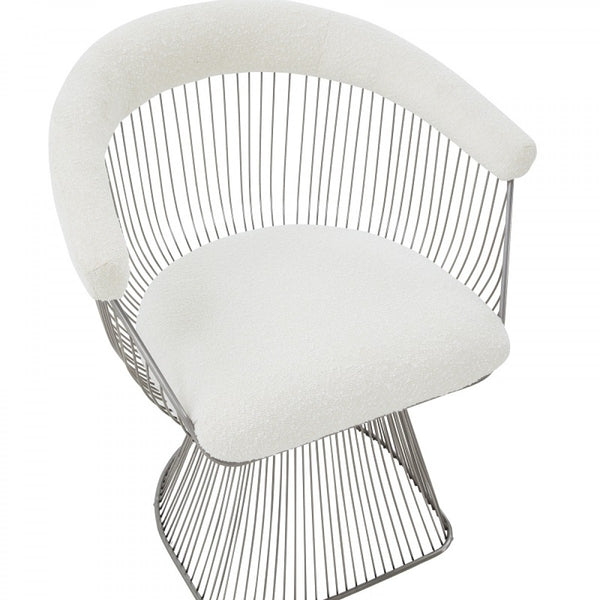 VIG Furniture Modrest Chandler - Modern  White Shepra and Matte Silver Dining Chair VGRH-AC-258-WS-DC VGRH-AC-258-WS-DC