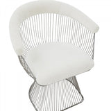 VIG Furniture Modrest Chandler - Modern  White Shepra and Matte Silver Dining Chair VGRH-AC-258-WS-DC VGRH-AC-258-WS-DC