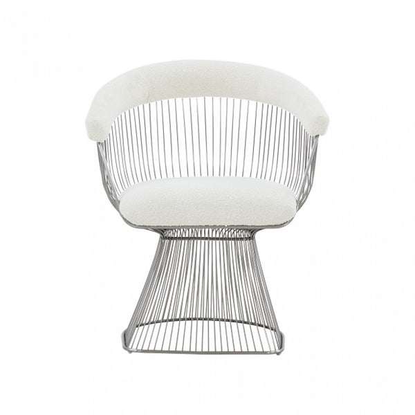 VIG Furniture Modrest Chandler - Modern  White Shepra and Matte Silver Dining Chair VGRH-AC-258-WS-DC VGRH-AC-258-WS-DC