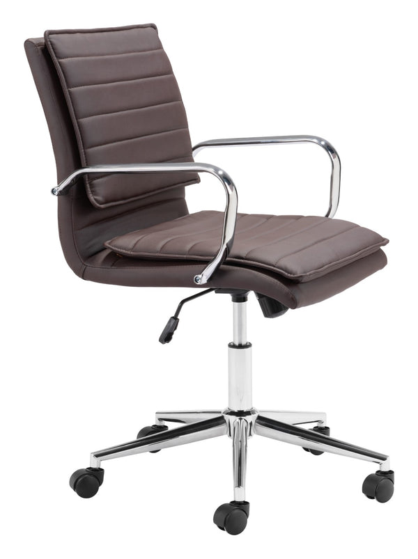 Zuo Modern Partner 100% Polyurethane, Plywood, Steel Modern Commercial Grade Office Chair Espresso, Chrome 100% Polyurethane, Plywood, Steel