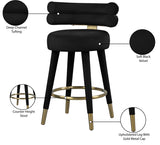 Fitzroy Velvet / Engineered Wood / Iron / Foam Contemporary Black Velvet Counter Stool - 25" W x 21" D x 35" H