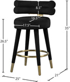 Fitzroy Velvet / Engineered Wood / Iron / Foam Contemporary Black Velvet Counter Stool - 25" W x 21" D x 35" H