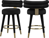 Fitzroy Velvet / Engineered Wood / Iron / Foam Contemporary Black Velvet Counter Stool - 25" W x 21" D x 35" H