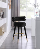 Fitzroy Velvet / Engineered Wood / Iron / Foam Contemporary Black Velvet Counter Stool - 25" W x 21" D x 35" H