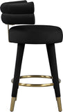 Fitzroy Velvet / Engineered Wood / Iron / Foam Contemporary Black Velvet Counter Stool - 25" W x 21" D x 35" H