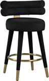 Fitzroy Velvet / Engineered Wood / Iron / Foam Contemporary Black Velvet Counter Stool - 25" W x 21" D x 35" H