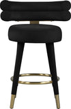 Fitzroy Velvet / Engineered Wood / Iron / Foam Contemporary Black Velvet Counter Stool - 25" W x 21" D x 35" H