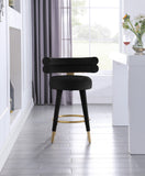 Fitzroy Velvet / Engineered Wood / Iron / Foam Contemporary Black Velvet Counter Stool - 25" W x 21" D x 35" H