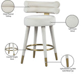 Fitzroy Velvet / Engineered Wood / Iron / Foam Contemporary Cream Velvet Counter Stool - 25" W x 21" D x 35" H