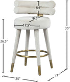 Fitzroy Velvet / Engineered Wood / Iron / Foam Contemporary Cream Velvet Counter Stool - 25" W x 21" D x 35" H