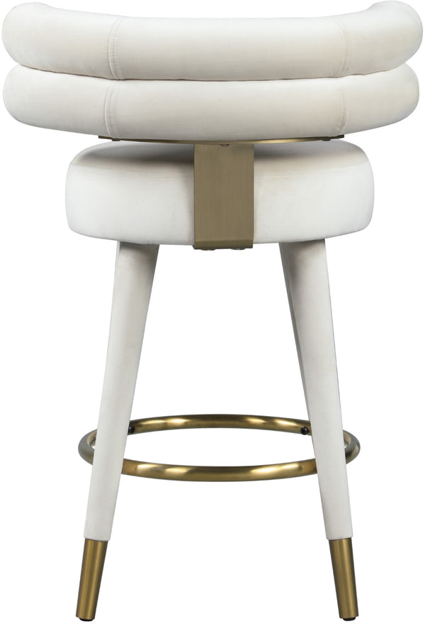 Fitzroy Velvet / Engineered Wood / Iron / Foam Contemporary Cream Velvet Counter Stool - 25" W x 21" D x 35" H