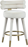 Fitzroy Velvet / Engineered Wood / Iron / Foam Contemporary Cream Velvet Counter Stool - 25" W x 21" D x 35" H