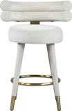 Fitzroy Velvet / Engineered Wood / Iron / Foam Contemporary Cream Velvet Counter Stool - 25" W x 21" D x 35" H